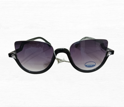 Cat Eye Half Frame Sunglasses with Diamond Accent for Ladies